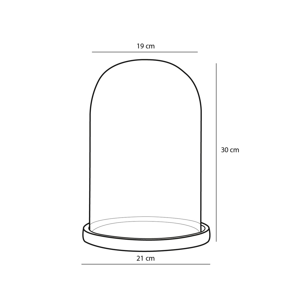 Mica Decorations - Hella Glazen Stolp - H30 x Ø21 cm - Transparant, Zwart