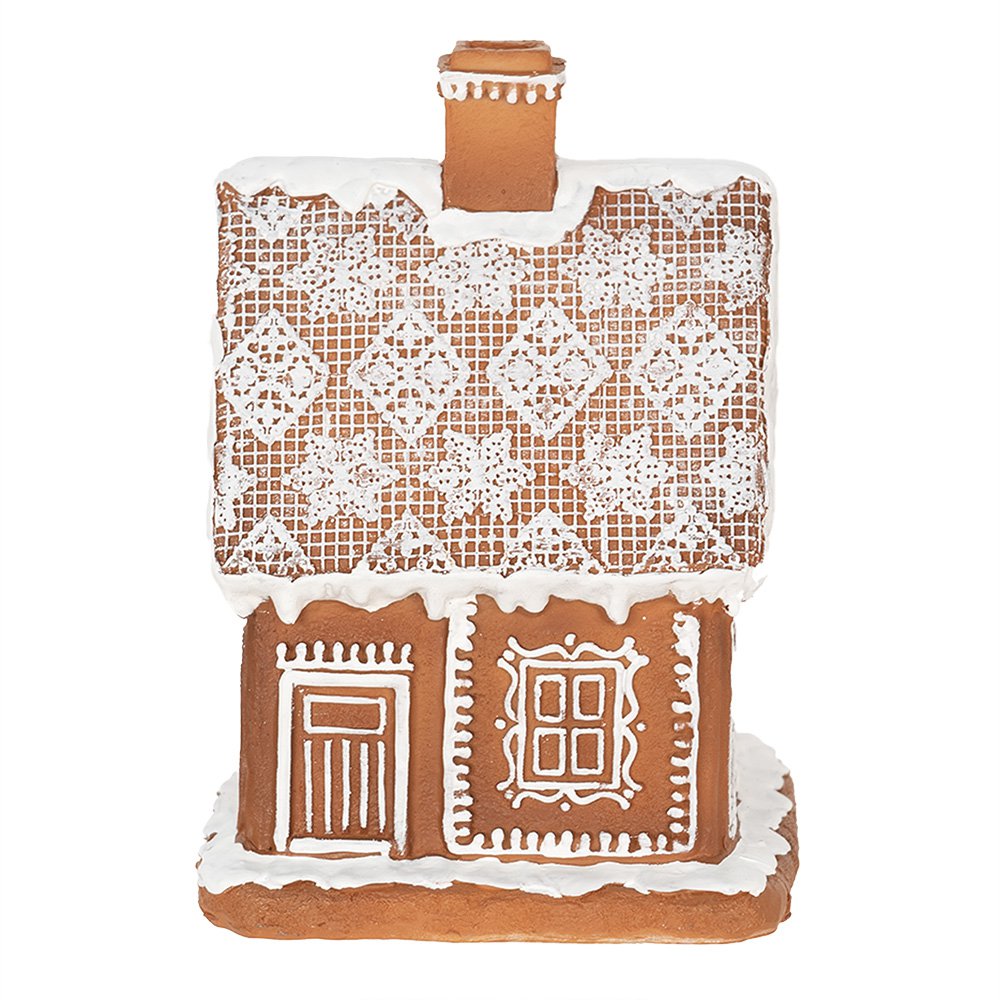 Clayre & Eef - Gingerbread house met LED Bruin, Polyresin LED 13x13x18 cm/ 3xAAA