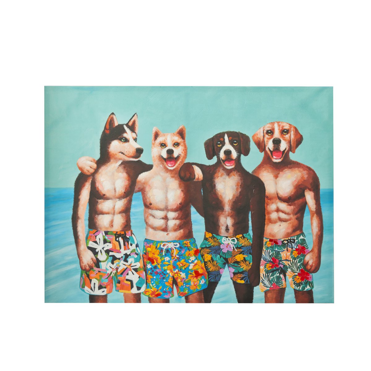 J-Line - Wanddecoratie Honden Zwemshort - Canvas/Verf - Mix