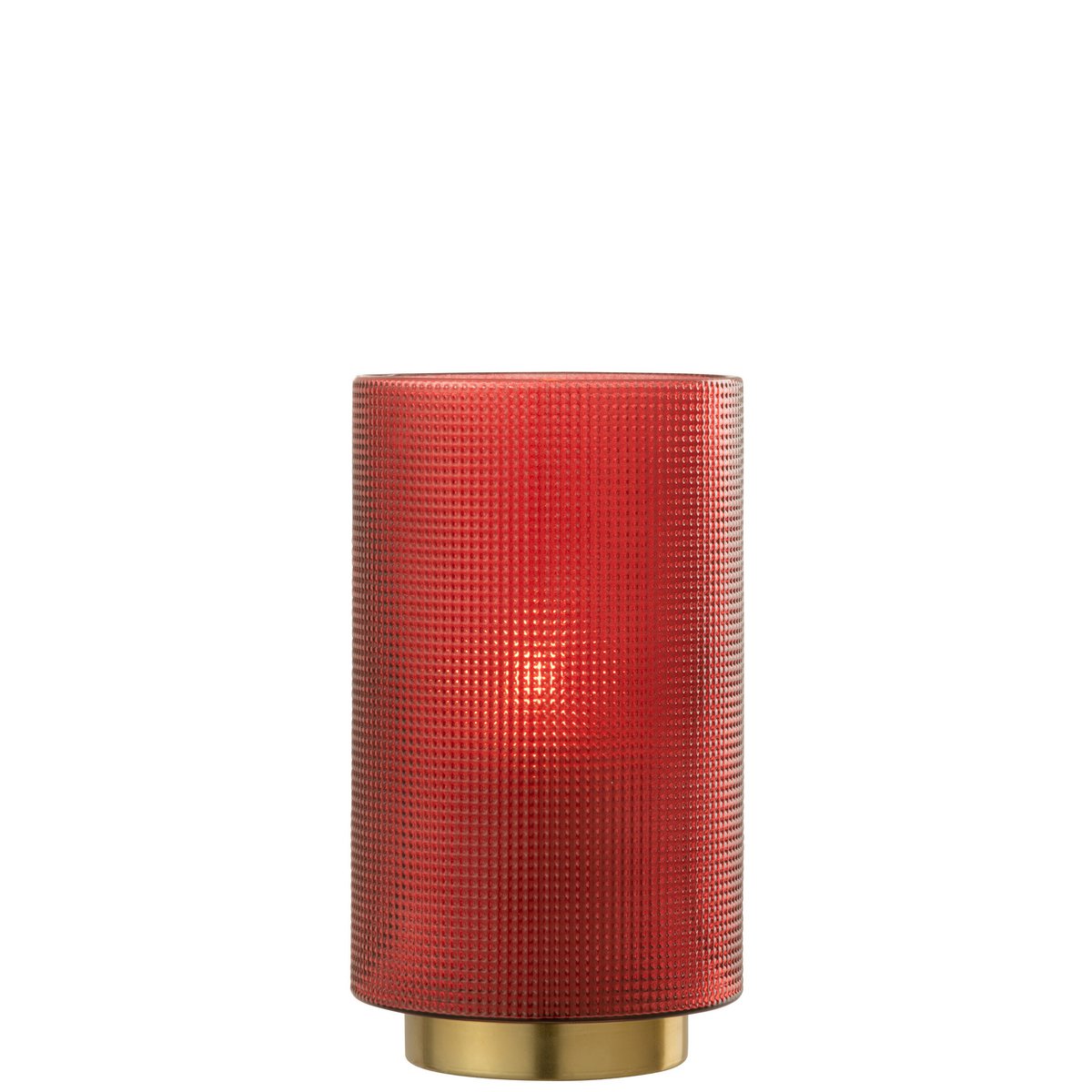 J-Line - Windlicht Geruit - Kaarsenhouder - Glas - Rood/Goud - Large