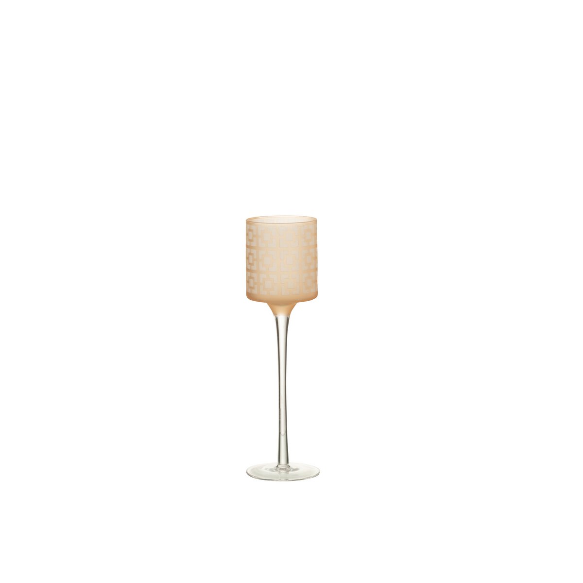 J-Line - Waxinelichthouder Op Voet - Glas - Beige - Small