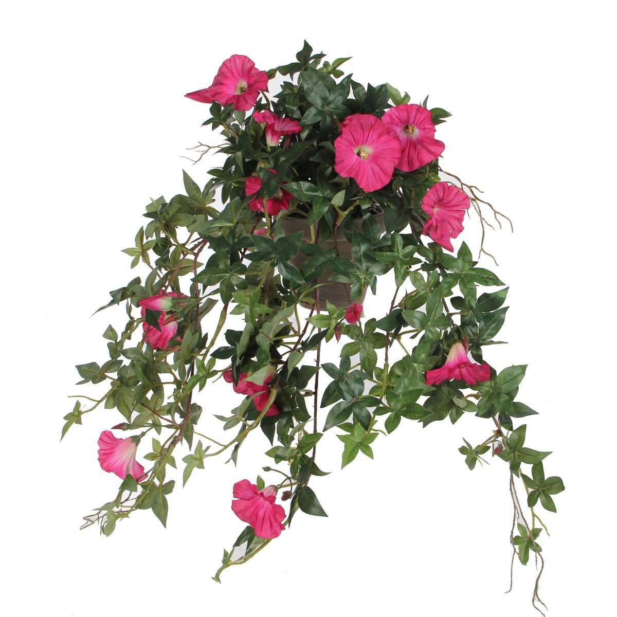 Mica Decorations - Petunia Kunst Hangplant in Bloempot Stan - L25 x B45 x H50 cm - Donkerroze