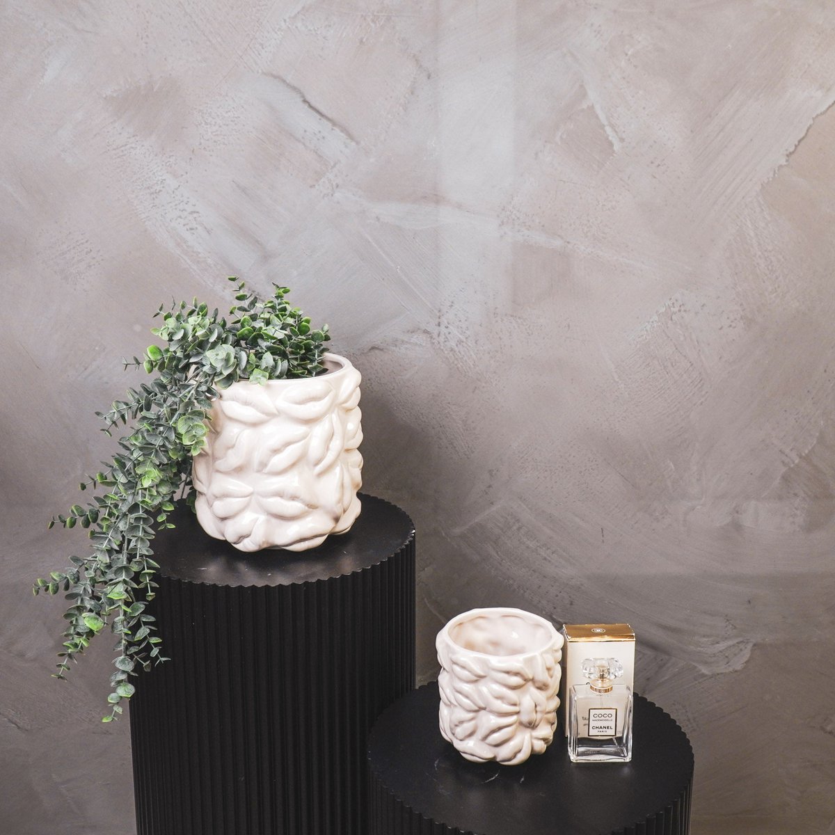 Housevitamin - Pot - Kisses - Keramiek - Beige - 17,5x17,5x17,5cm