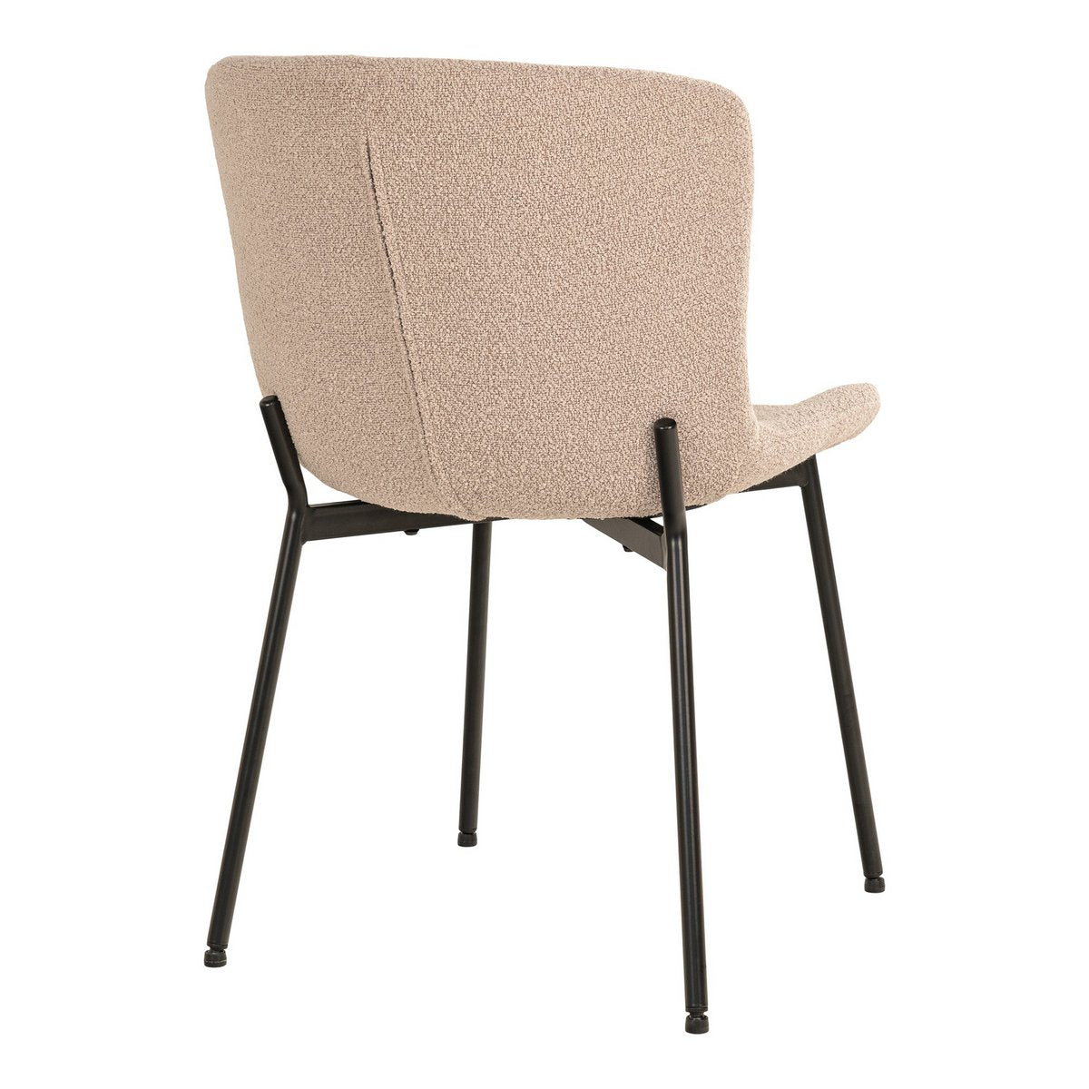 House Nordic - Maceda Dining Chair - Eetkamerstoel in bouclé, beige met zwarte poten - Set van 2