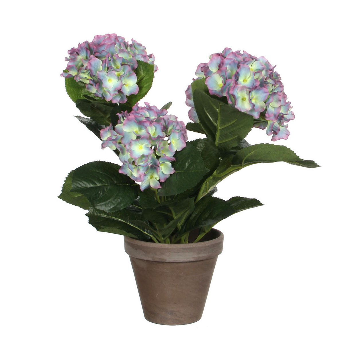 Mica Decorations - Hortensia Kunstplant in Bloempot Stan - H40 x Ø35 cm - Paars