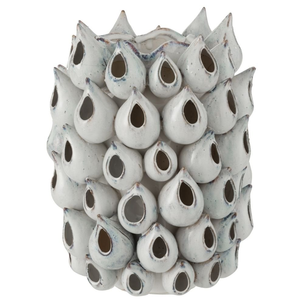 J-Line - vaas Anemone Hoog - keramiek - blauw - 32 cm hoog