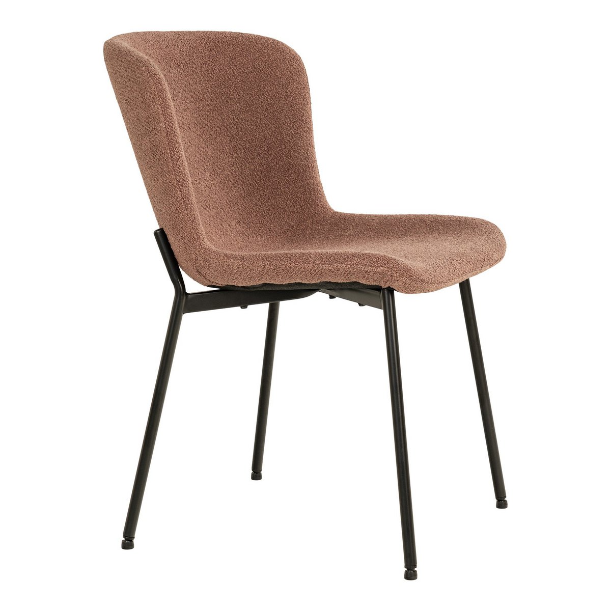 House Nordic - Maceda Dining Chair - Eetkamerstoel in bouclé, roest met zwarte poten - Set van 2