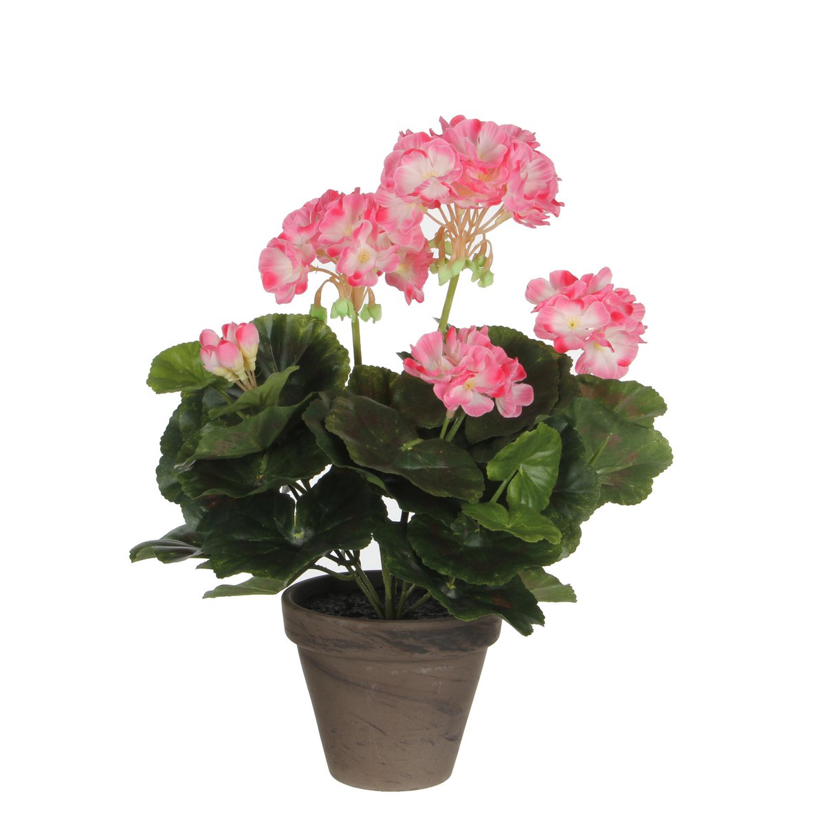 Mica Decorations - Geranium Kunstplant in Bloempot Stan - H34 x Ø20 cm - Roze, wit