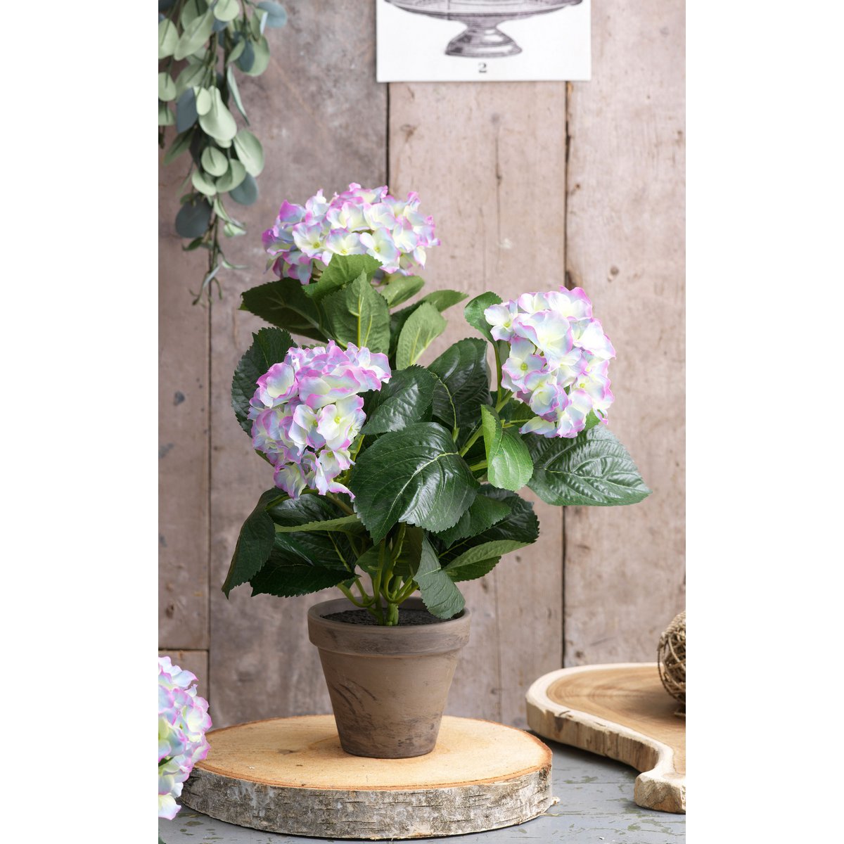 Mica Decorations - Hortensia Kunstplant in Bloempot Stan - H45 x Ø45 cm - Lichtpaars