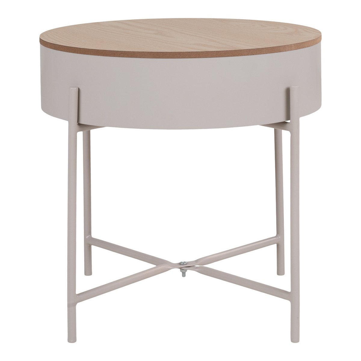 House Nordic - Sisco Side Table - Bijzettafel in beige-lichtgrijs gepoedercoat staal, Ø40x40 cm