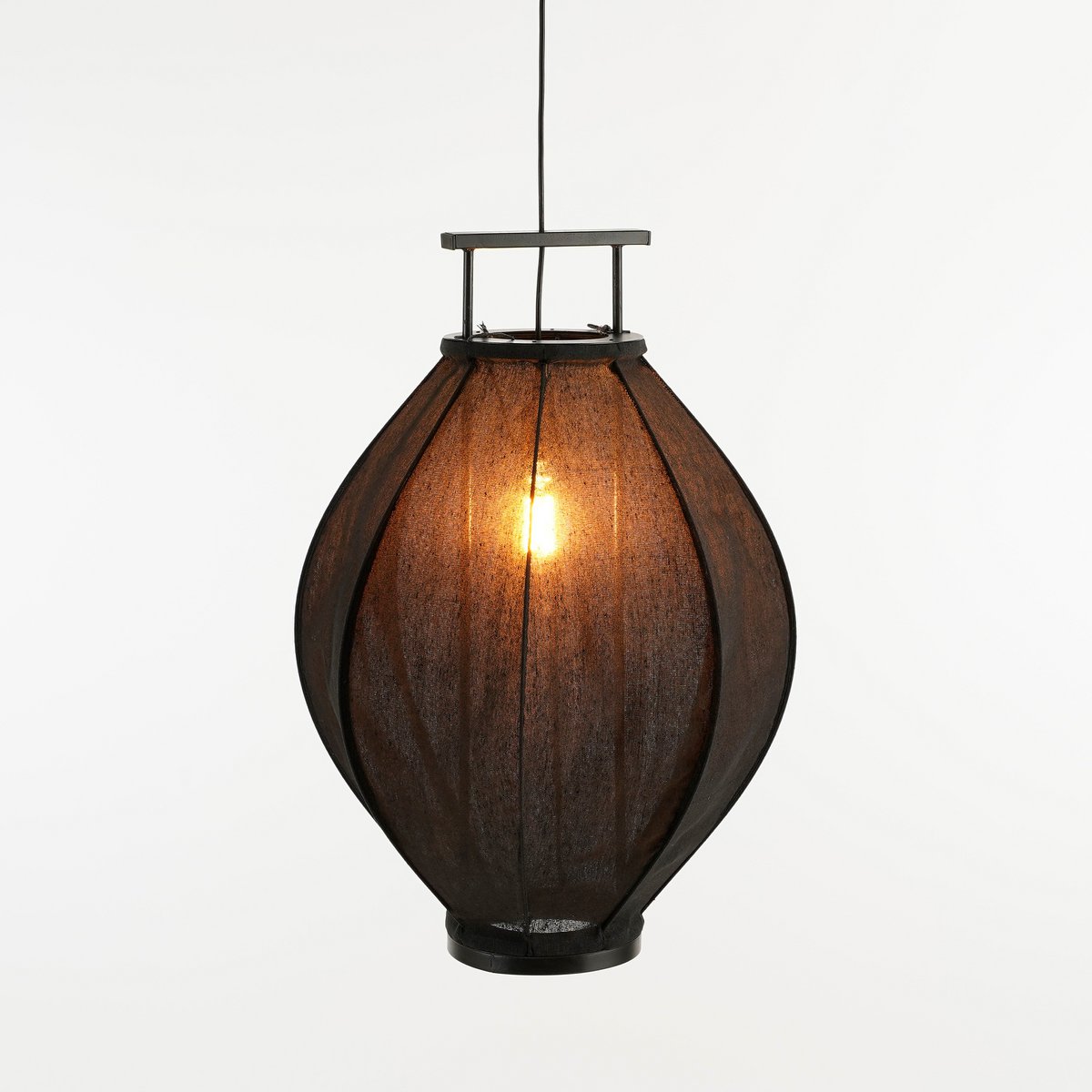 Mica Decorations - Pego Hanglamp - H73 x Ø54 cm - Linnen - Zwart