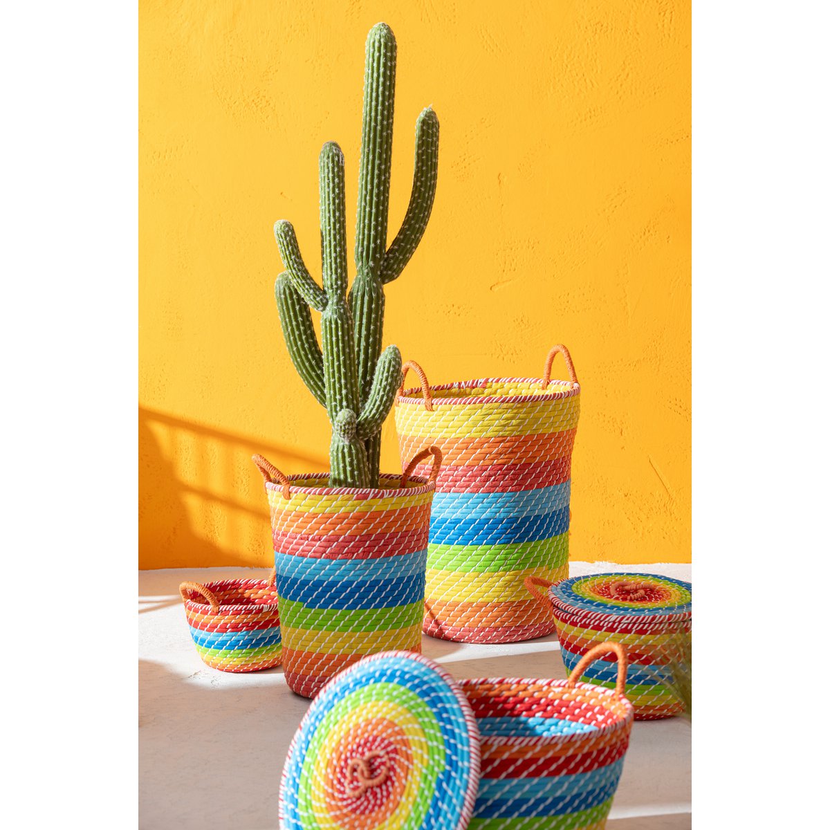 J-Line - Cactus+Pot Kunststof Groen/Melamine Wit Large