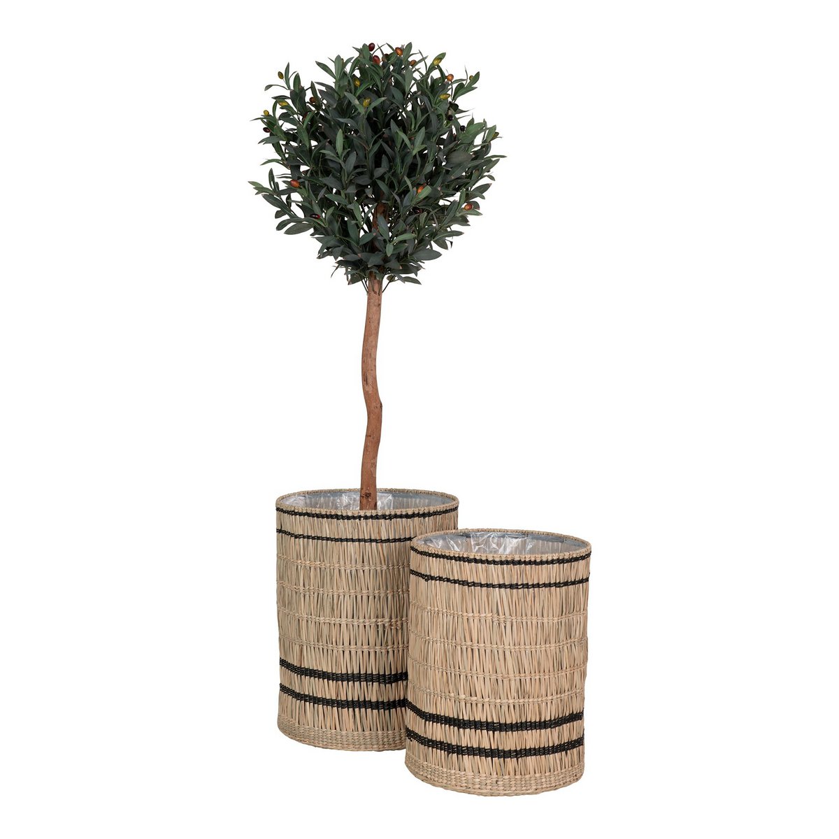 House Nordic - Vinh Planter - Plantenbak, zeegras, rond, naturel, set van 2