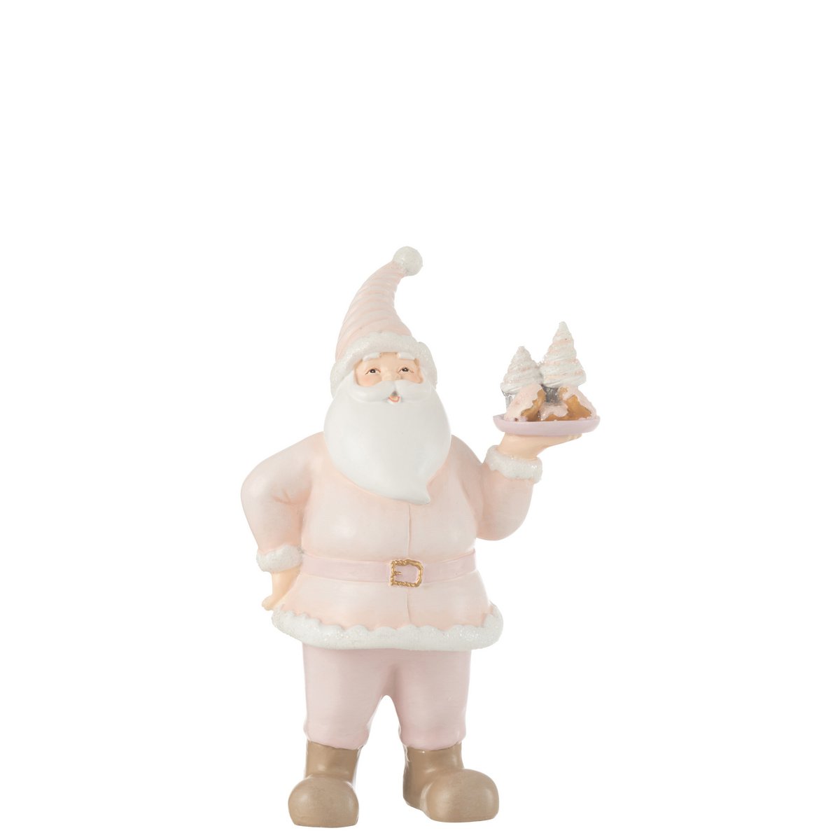 J-Line Kerstman Cake Resine Wit/Roze