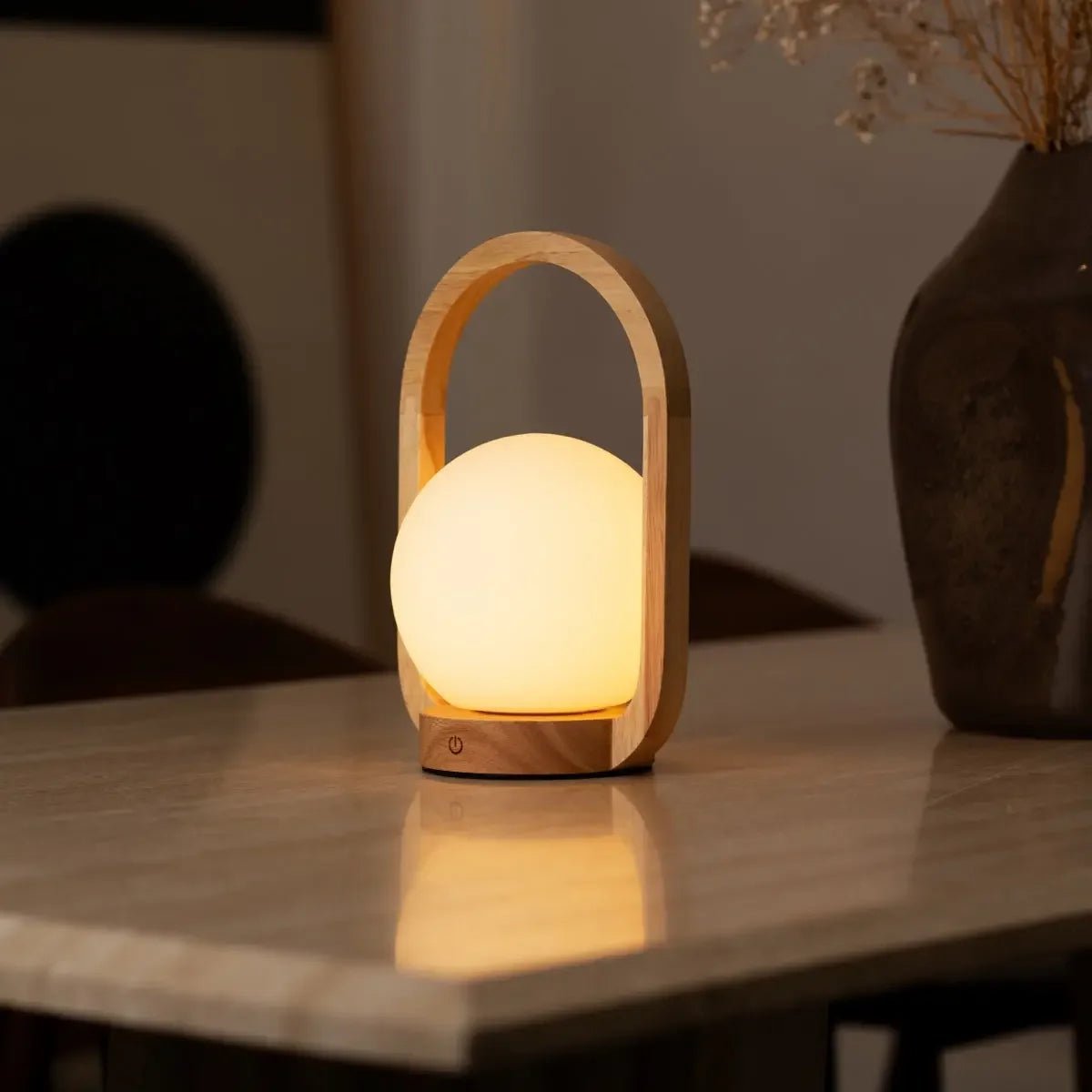Tavellio-Amsterdam - Skye Lichtbruine Houten Snoerloze Lamp | Oplaadbaar en dimbaar ontwerp