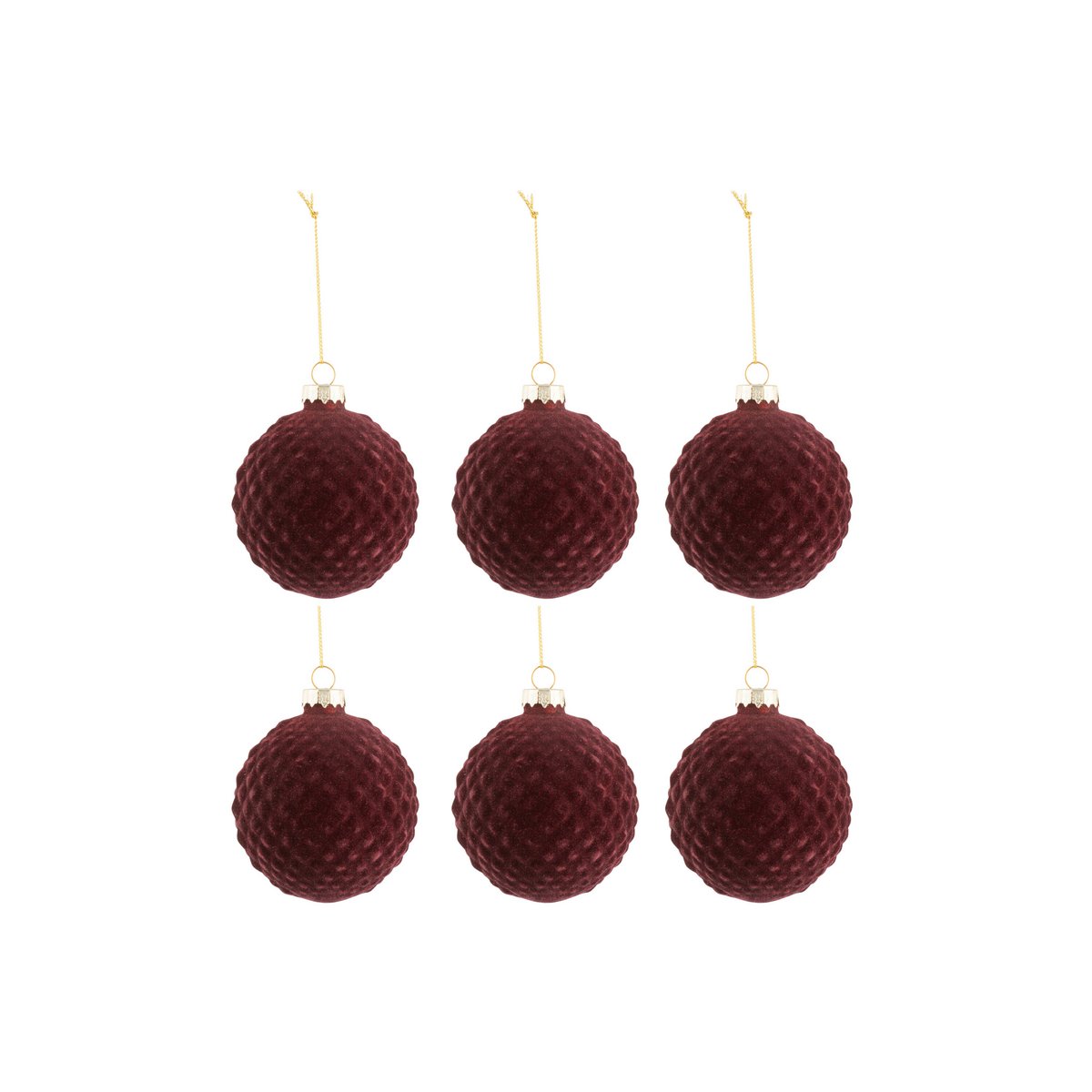 J-Line - Doos met kerstballen 'Elma' (Set van 6, Rood)