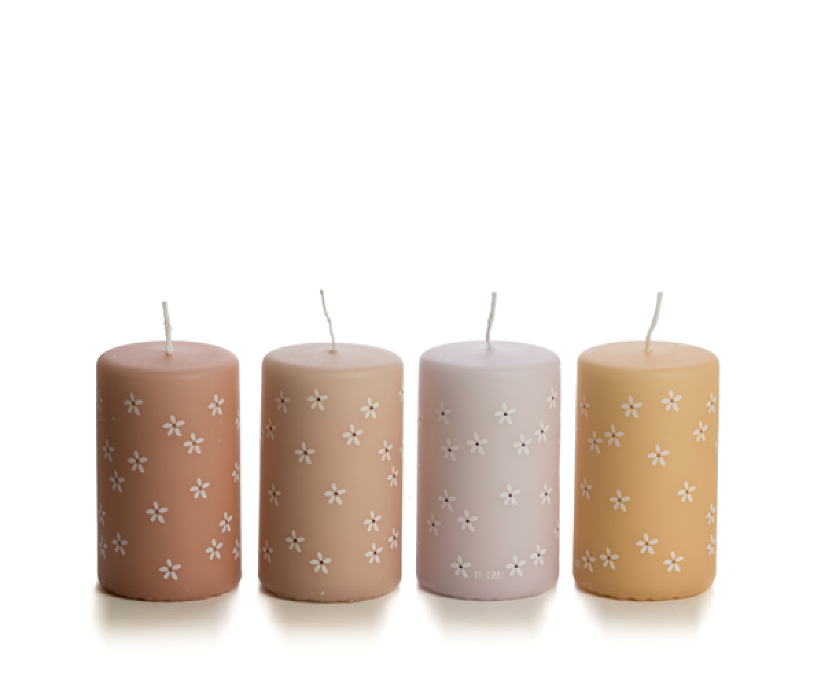 Rustik Lys - Stompkaarsen 'Flowers Summer' - Set van 4