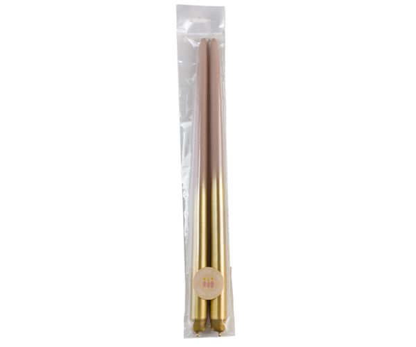 Rustik Lys - XL tweelingkaars 'Gold' (Set van 2, Nude)