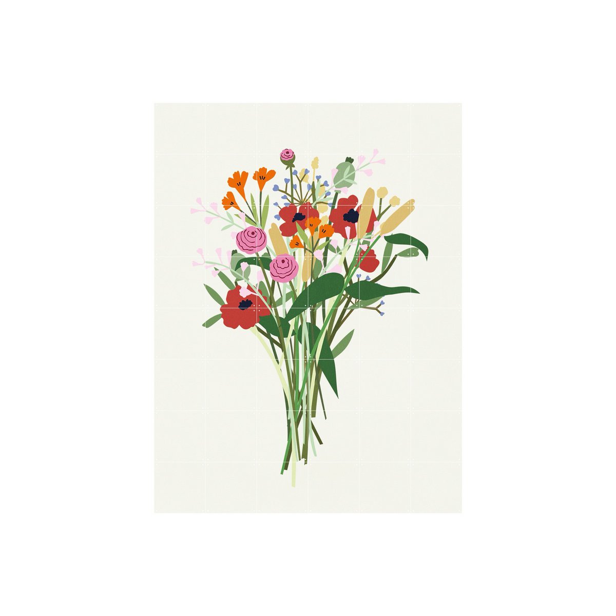 IXXI - Wilde bloemen Wall art - Poster - Wanddecoratie - L - red, green, purple