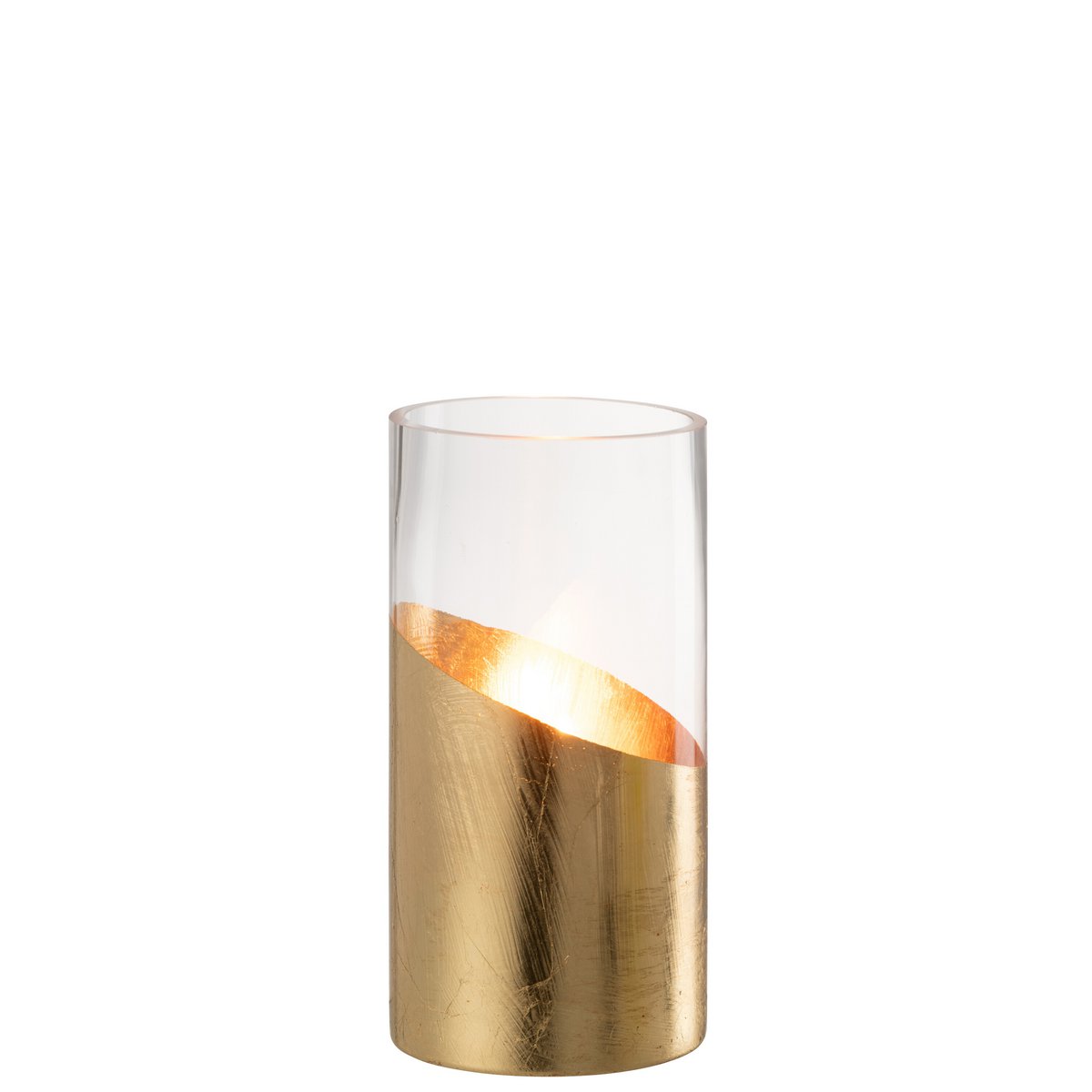 J-Line - Windlicht Moa Glas Transparant/Goud Small