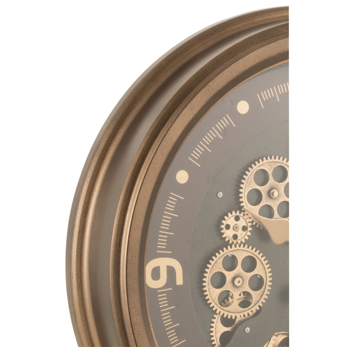 J-Line – Radars Uhr mit arabischen Ziffern – Metall/Glas – Gold – Ø52 cm