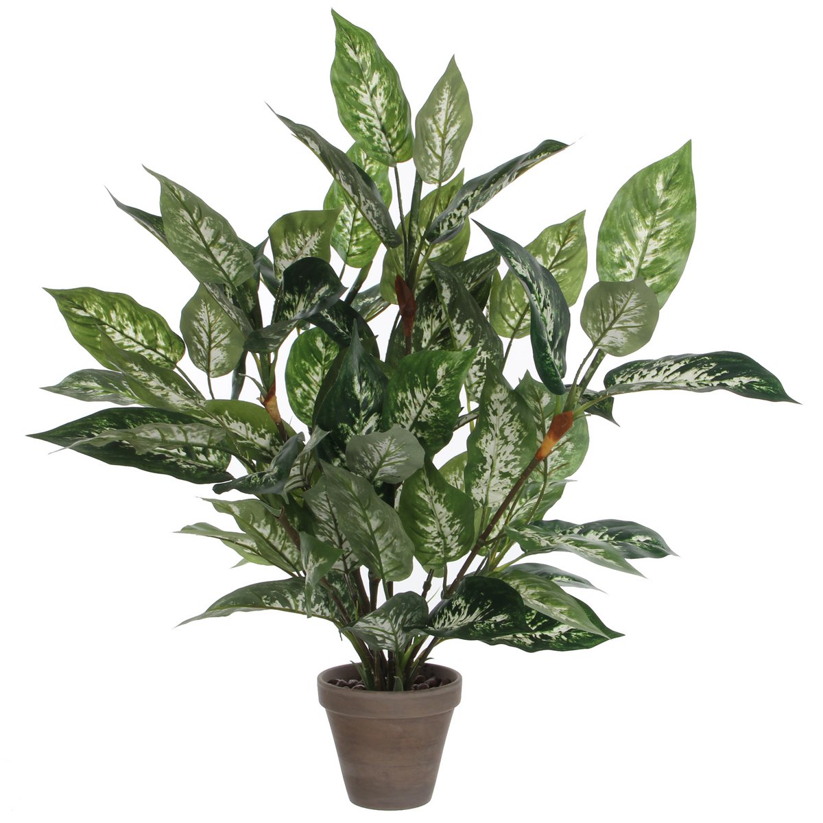 Mica Decorations - Dieffenbachia Kunstplant in Bloempot Stan - H70 x Ø55 cm - Groen