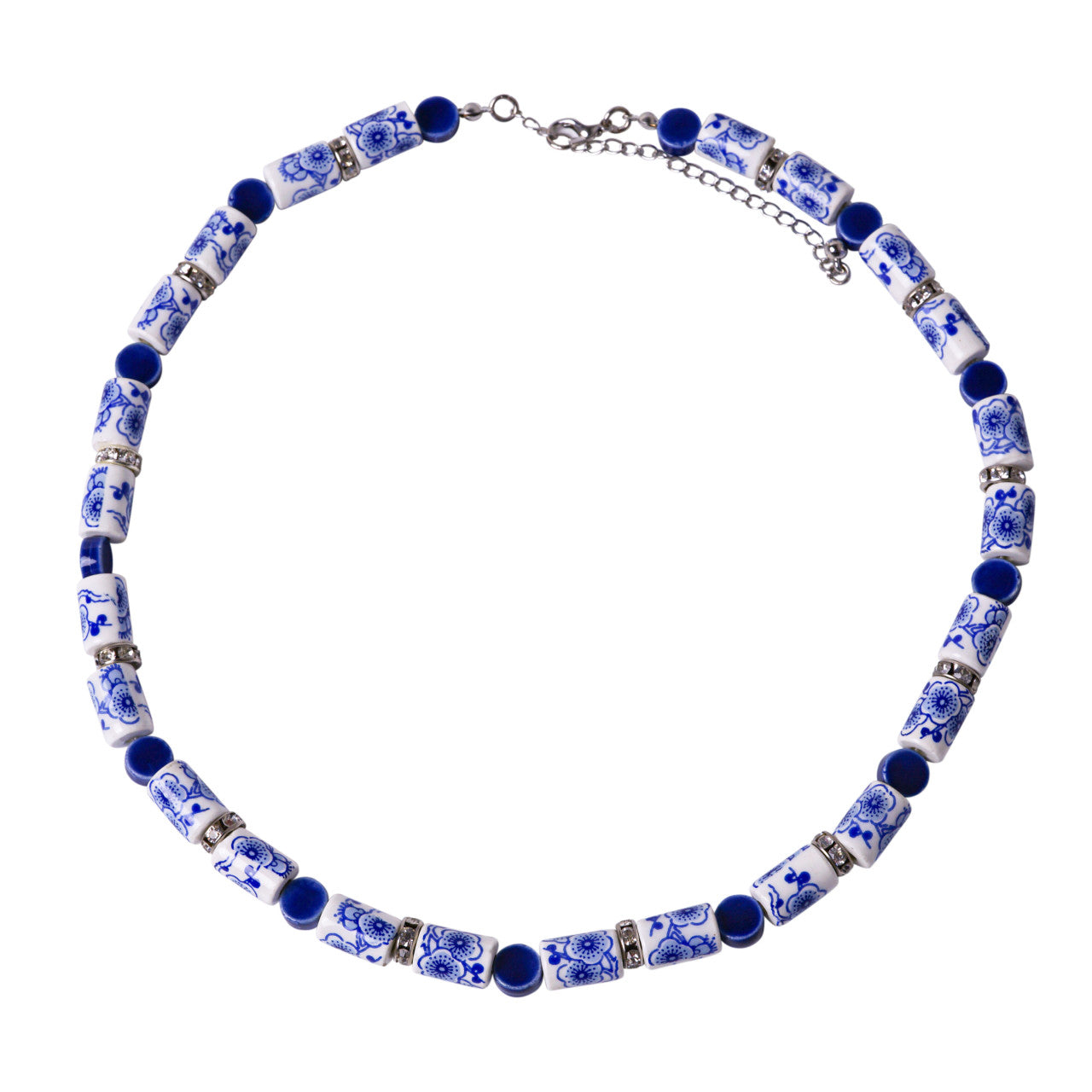 Heinen Delfts Blauw - Ketting 'Bloemen' (Variant B)