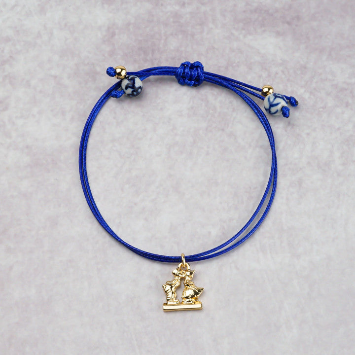 Heinen Delfts Blauw - Armband 'Touw Kuspaar'