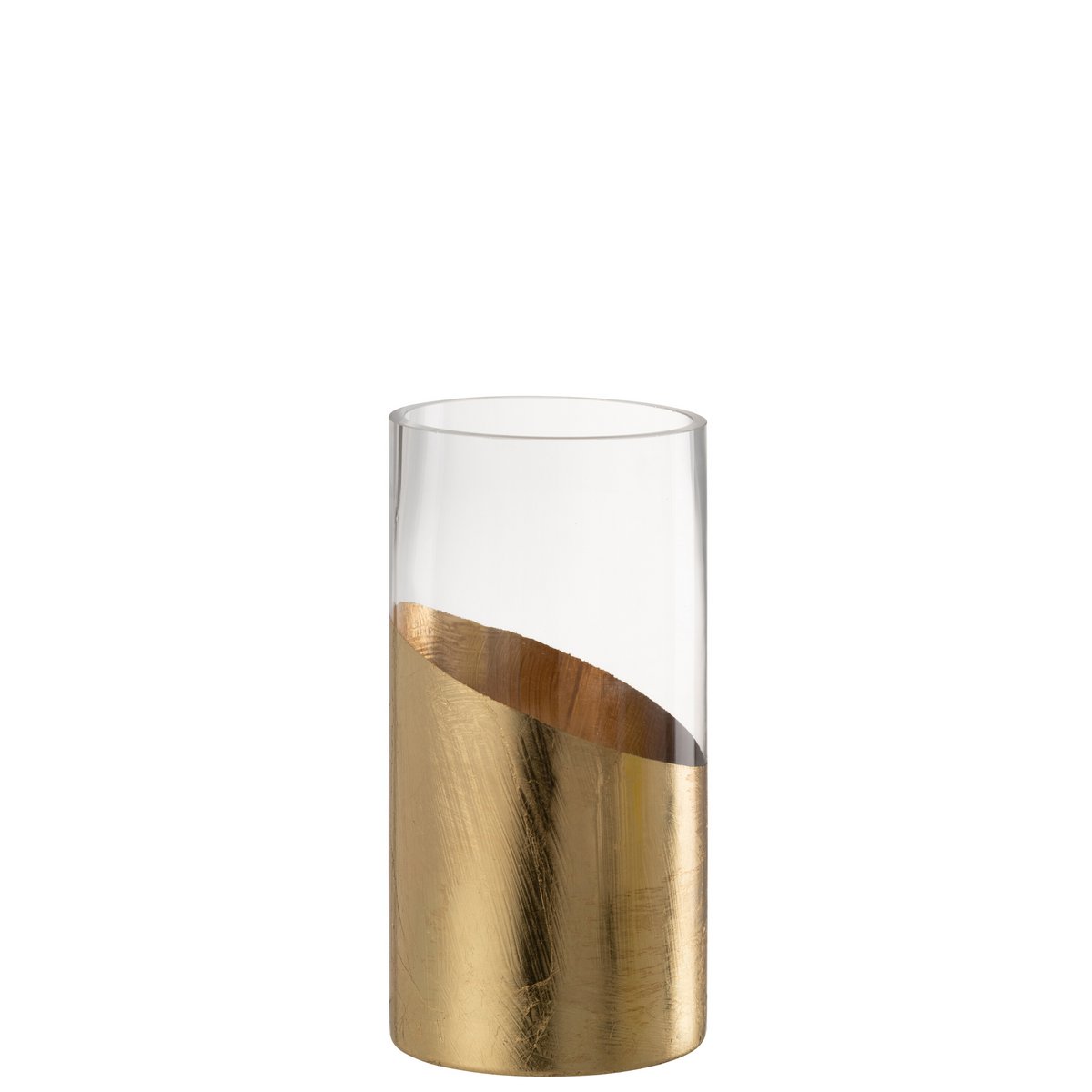 J-Line - Windlicht Moa Glas Transparant/Goud Small