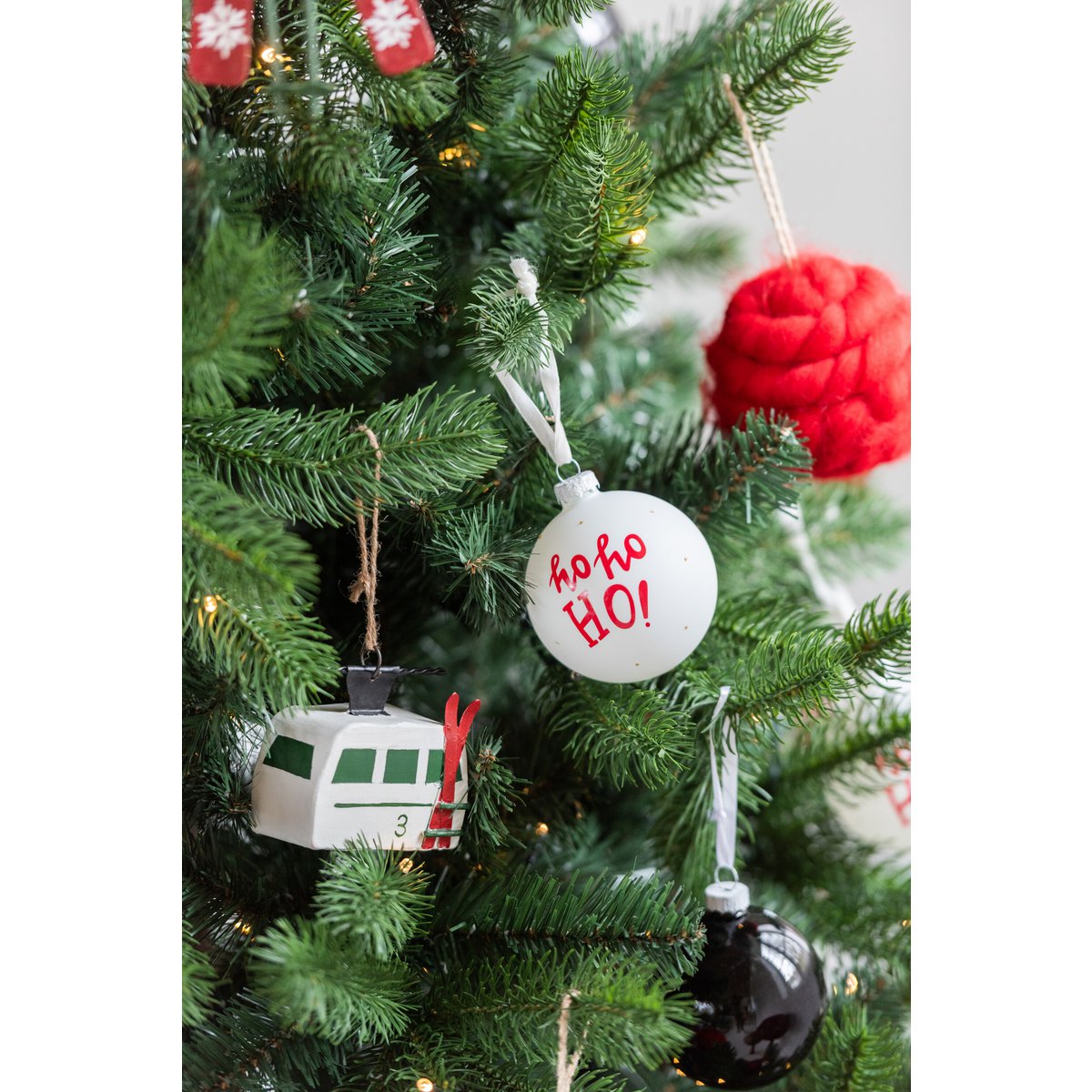 J-Line - Doos met kerstballen 'Hann' (Set van 6, Rood)