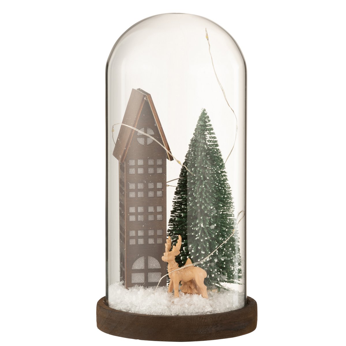 J-Line - Stolp 'Kerstdorp' (Bruin/Groen, LED, 27cm hoog)