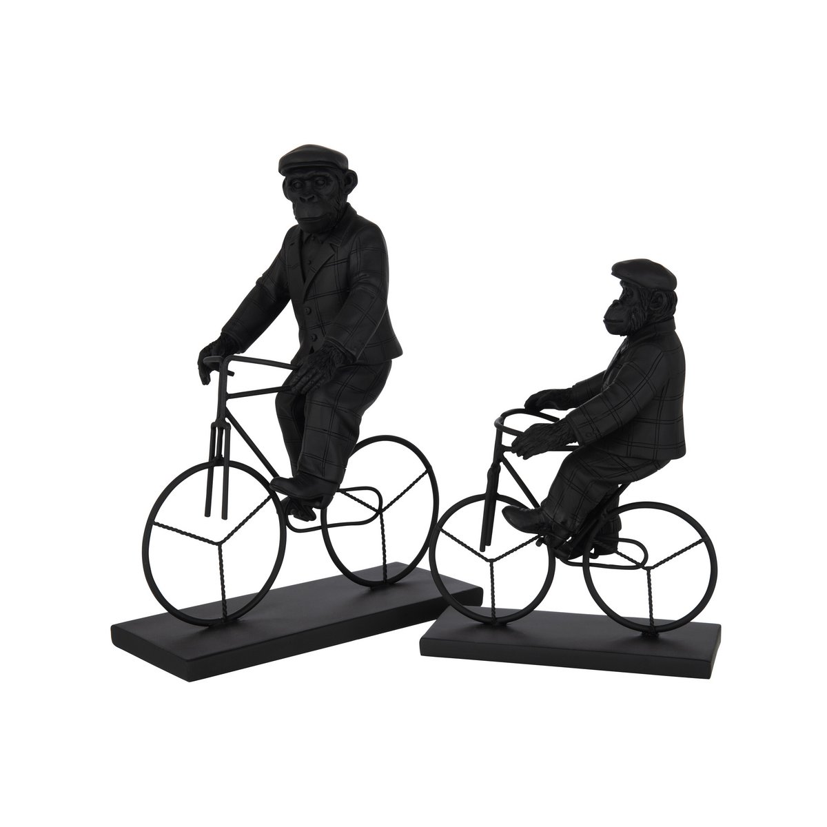 J-Line - Figuur Aap Fiets - Polyresin - Zwart - Large