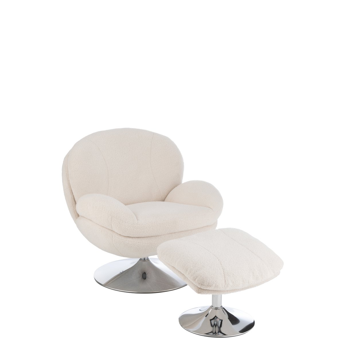 J-Line - Relax Fauteuil+ Voetbank Metaal/Multiplex Crème/Zilver