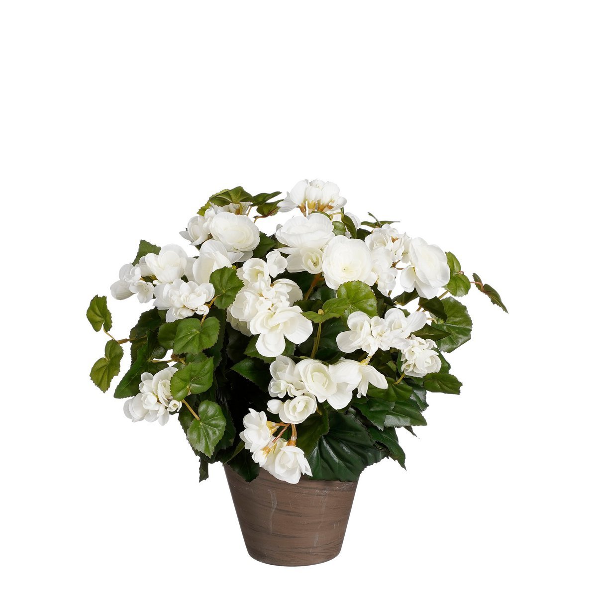 Mica Decorations - Begonia Kunstplant in Bloempot Stan - H37 x Ø36 cm - Wit