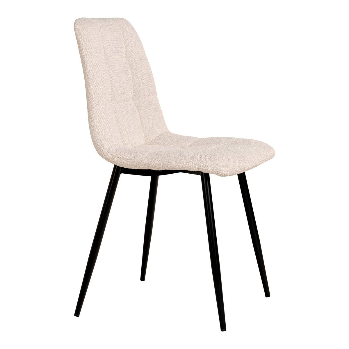 House Nordic - Middelfart Dining Chair - Eetkamerstoel in bouclé, wit met zwarte poten, HN1232 - set van 2