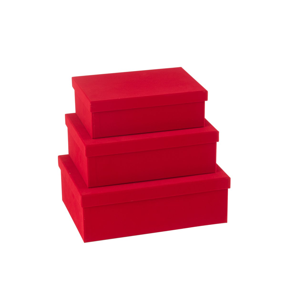 J-Line - Set Van 3 Dozen Rechthoekig Fluweel Papier Rood