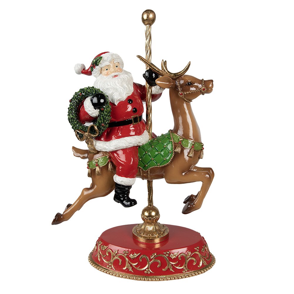 Clayre & Eef - Beeld Kerstman Rood, Polyresin 29x14x46 cm