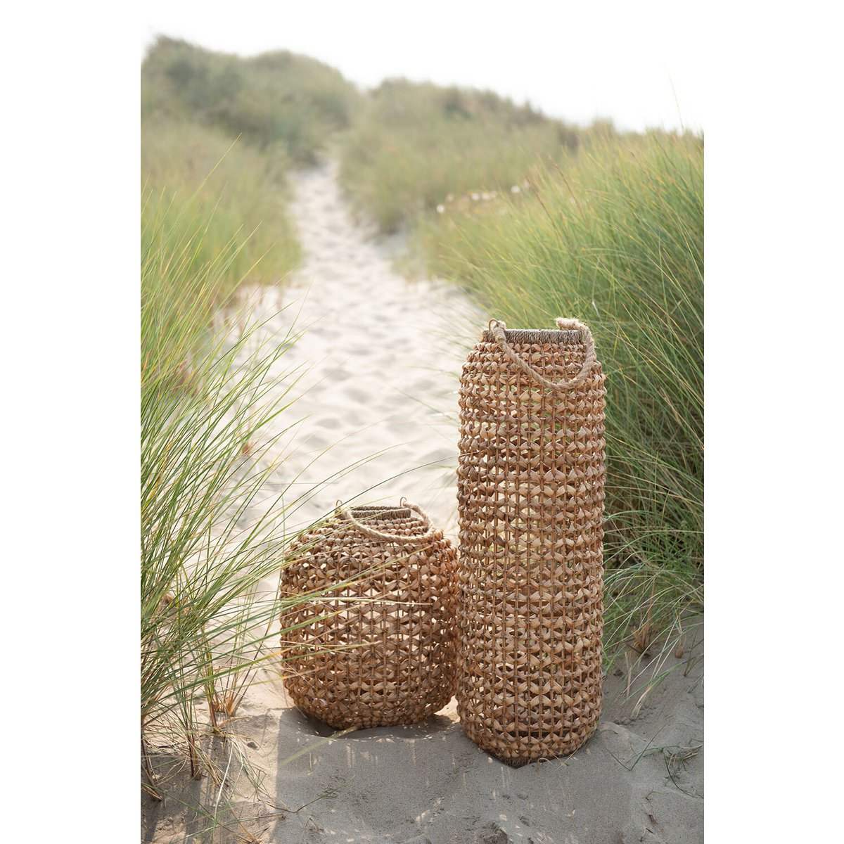 J-Line - Lantaarn Lena Water - Riet - Naturel - Large