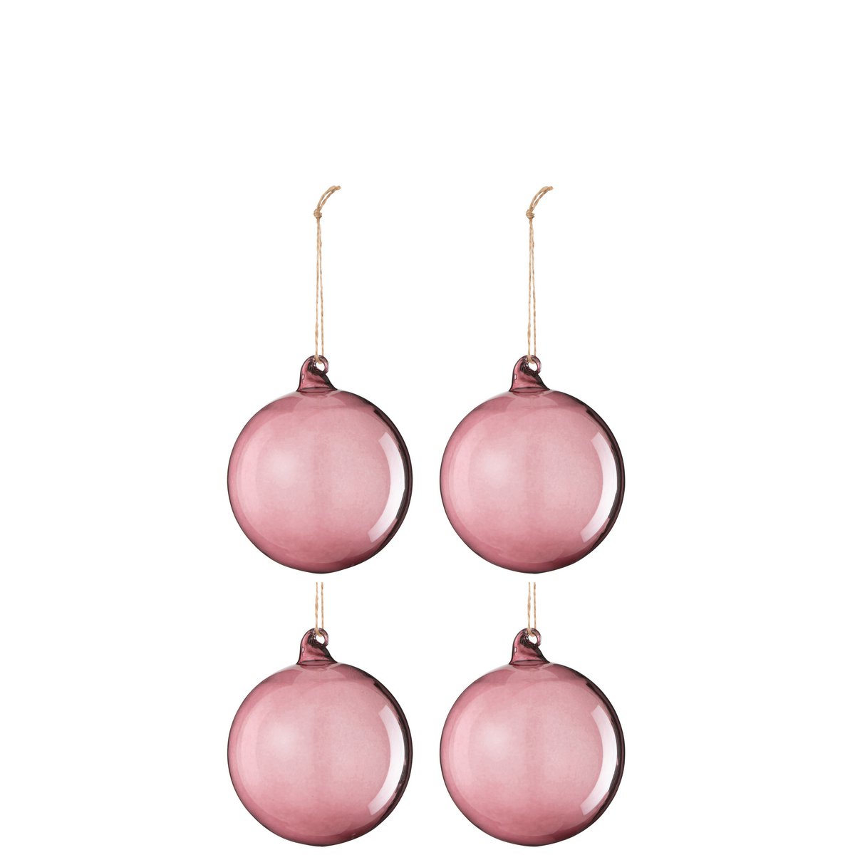 J-Line - Doos met kerstballen 'Lysmoor' (Maat S, Set van 4, Licht mauve)