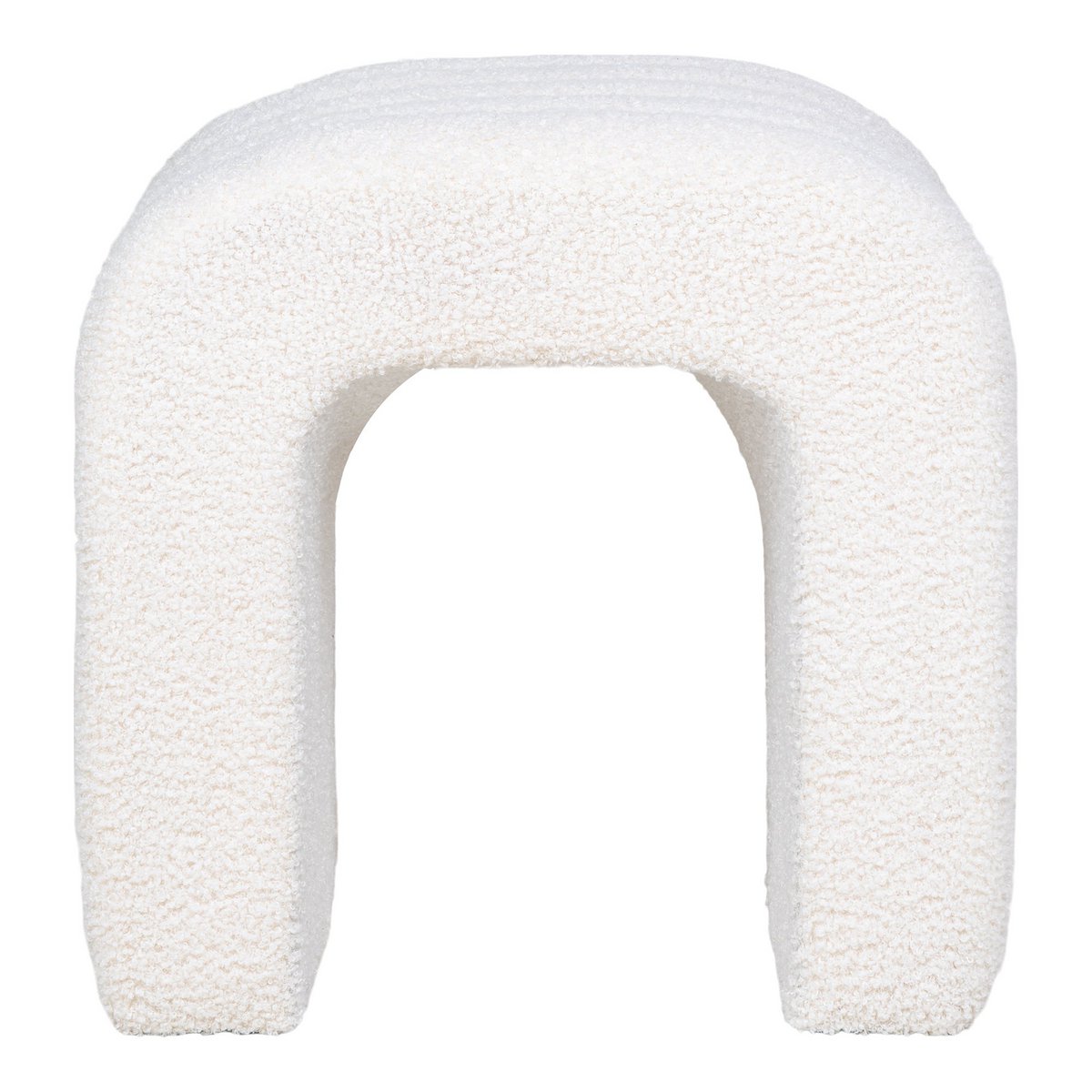 House Nordic - Colma Poef - Poef, bouclé, wit, 41x36,5 cm, HN1234