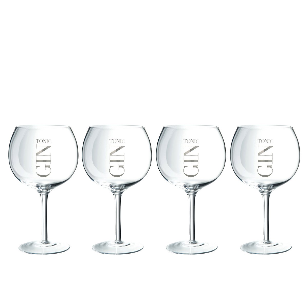 J-Line - Ginglazen 'Gin' (Zilver, Set van 4)