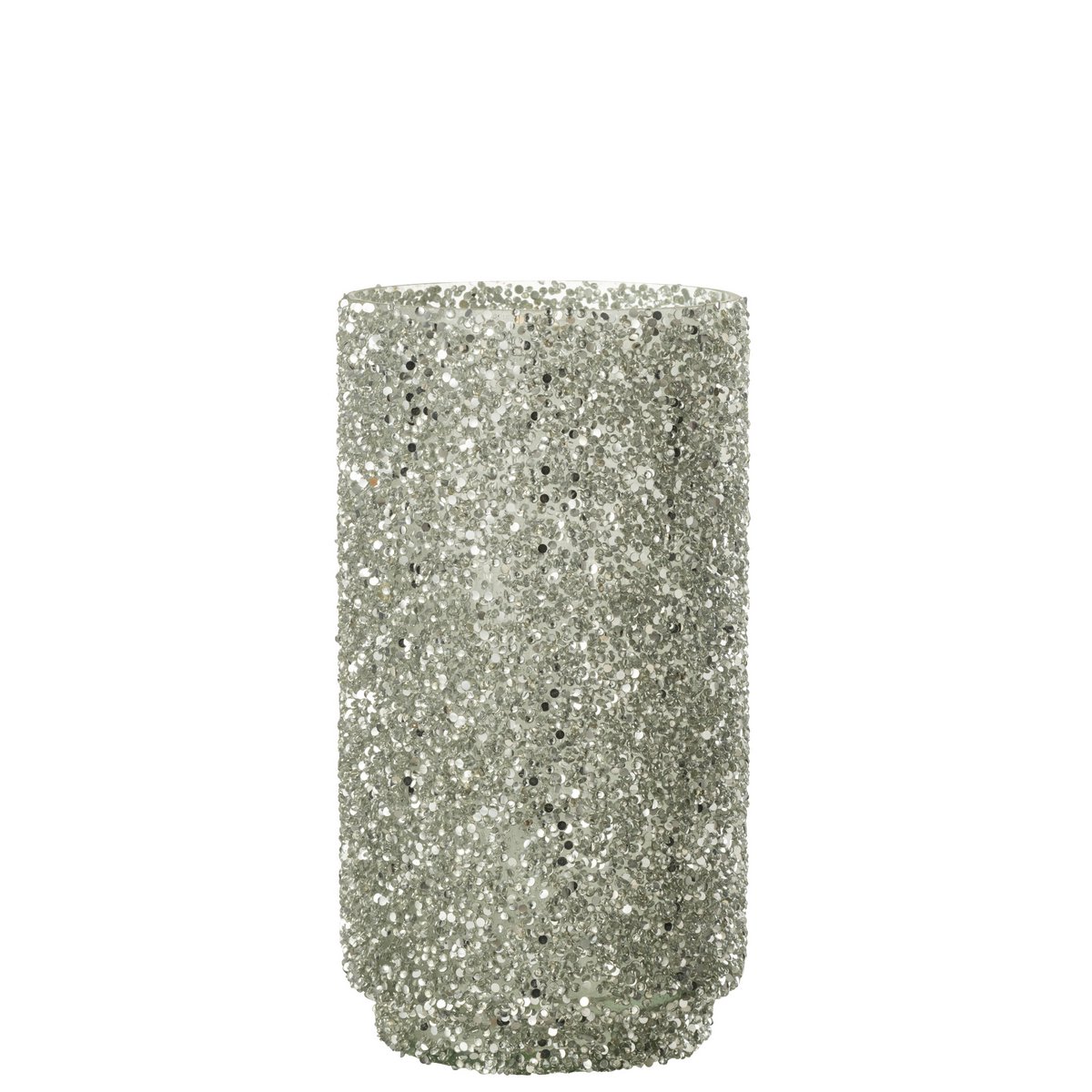 J-Line - Lantaarn Glitter - Glas - Zilver - Groot