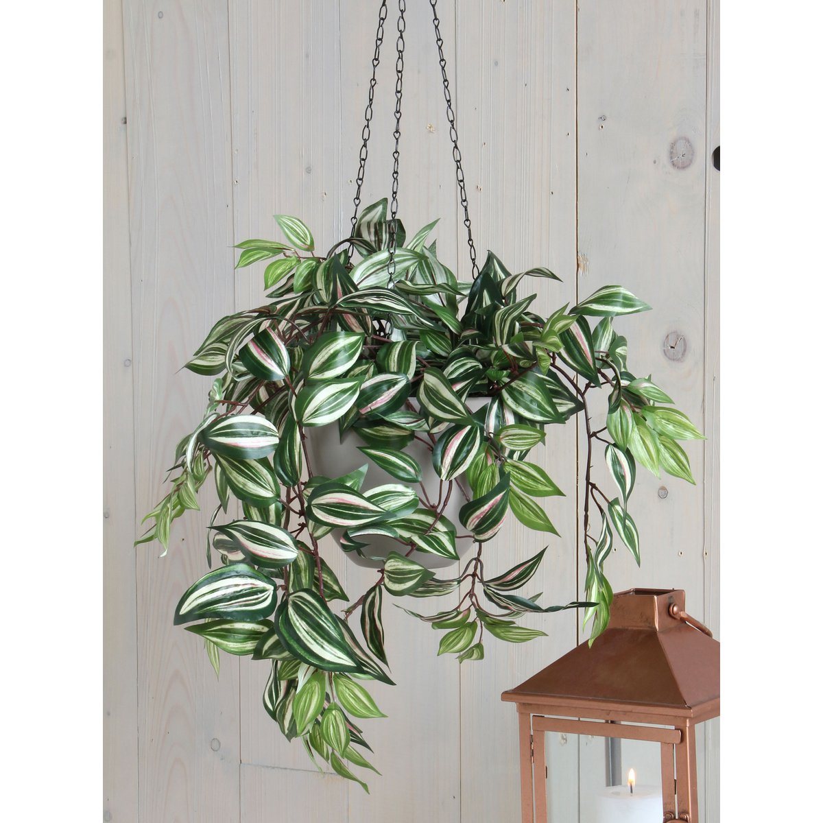 Mica Decorations - Tradescantia Kunst Hangplant - L15 x B30 x H80 cm - Groen