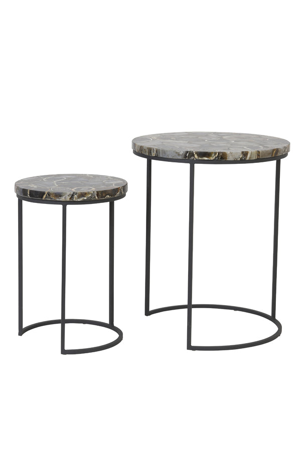 Light & Living - Bijzettafels 'Axat' (Set van 2, Brown & Black)