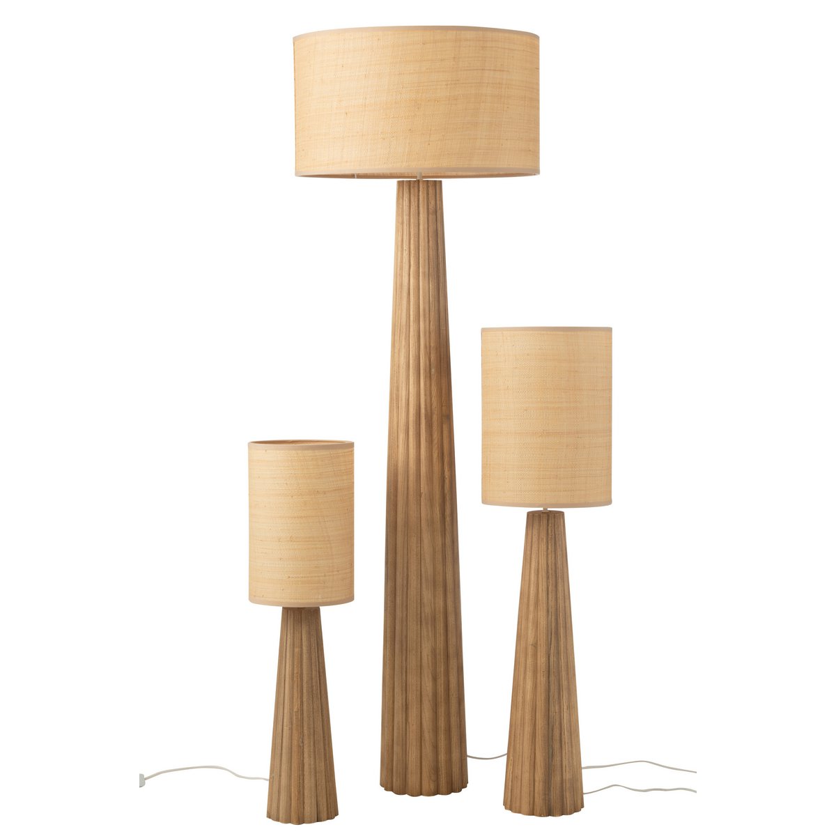 J-Line - Vloerlamp Paraplu Ailanthus Hout Naturel