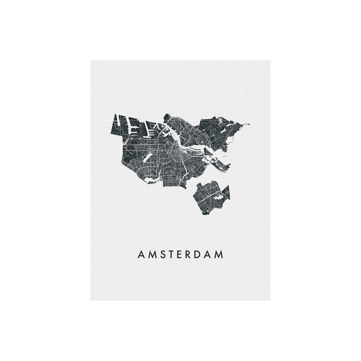 IXXI - Stadsplattegrond Amsterdam Wall art - Poster - Wanddecoratie - L - black, grey