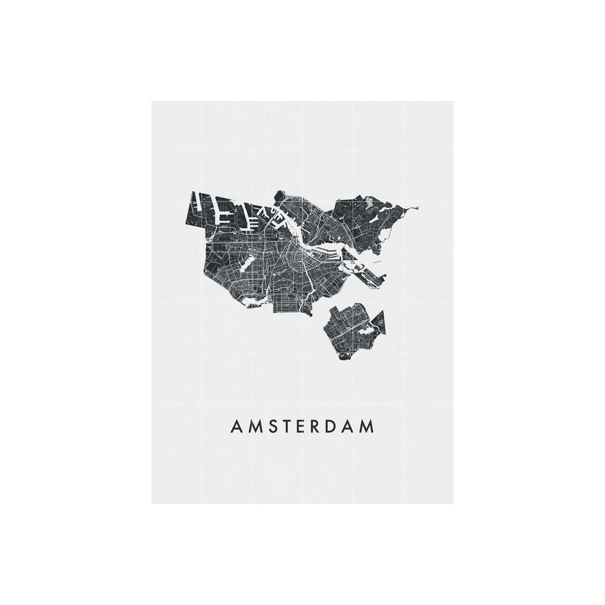 IXXI - Stadsplattegrond Amsterdam Wall art - Poster - Wanddecoratie - S - black, grey