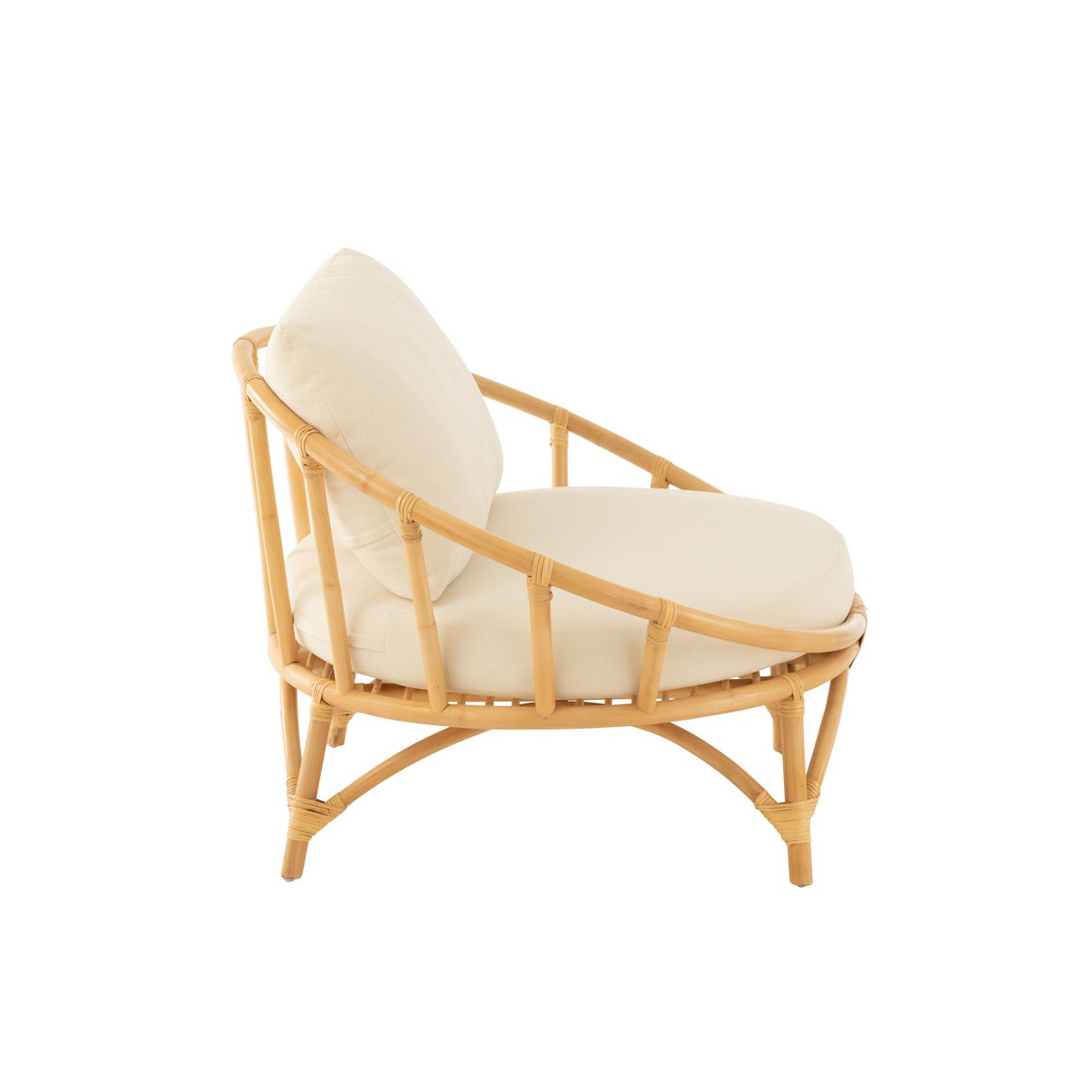 J-Line - Loungestoel 'Camden' (Wit, Naturel, Jute)