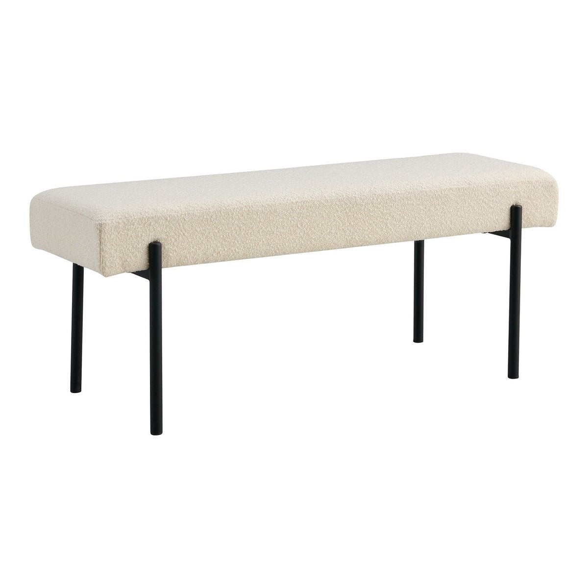 House Nordic - Swindon Bench - Bank in bouclé, wit met zwarte poten, 100x36x42,5 cm, HN1232