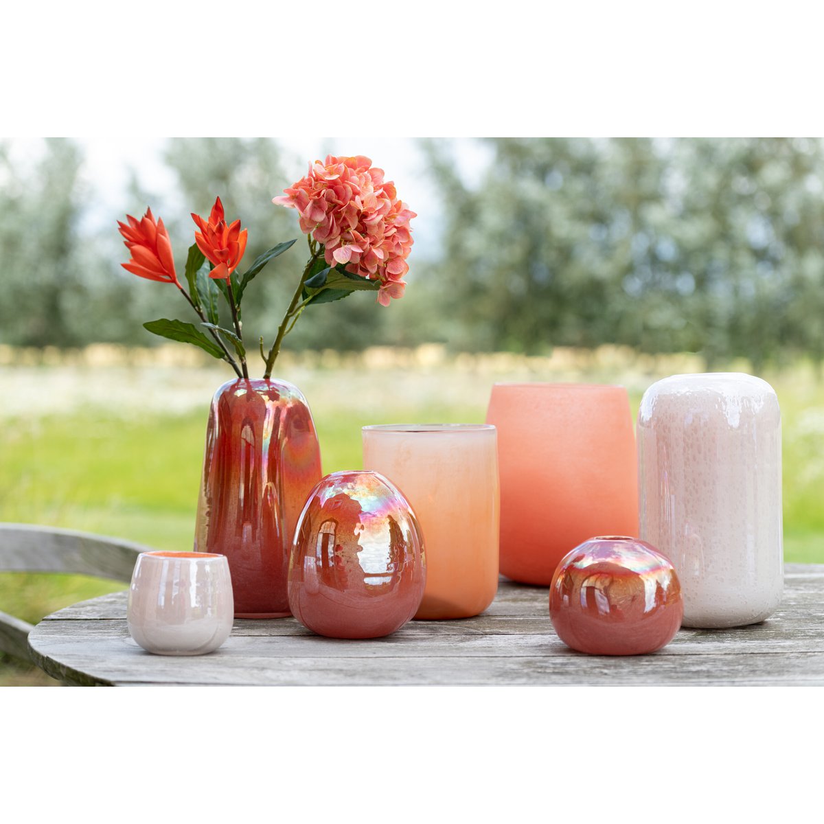 J-Line - Vaas Juliette - Glas - Oranje/Roze - Small